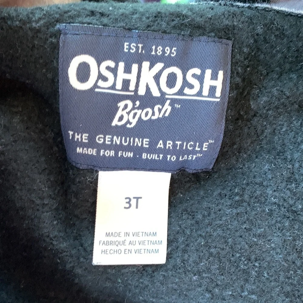OshKosh B'gosh Black Zip Up Sweatshirt Jacket sz 3T